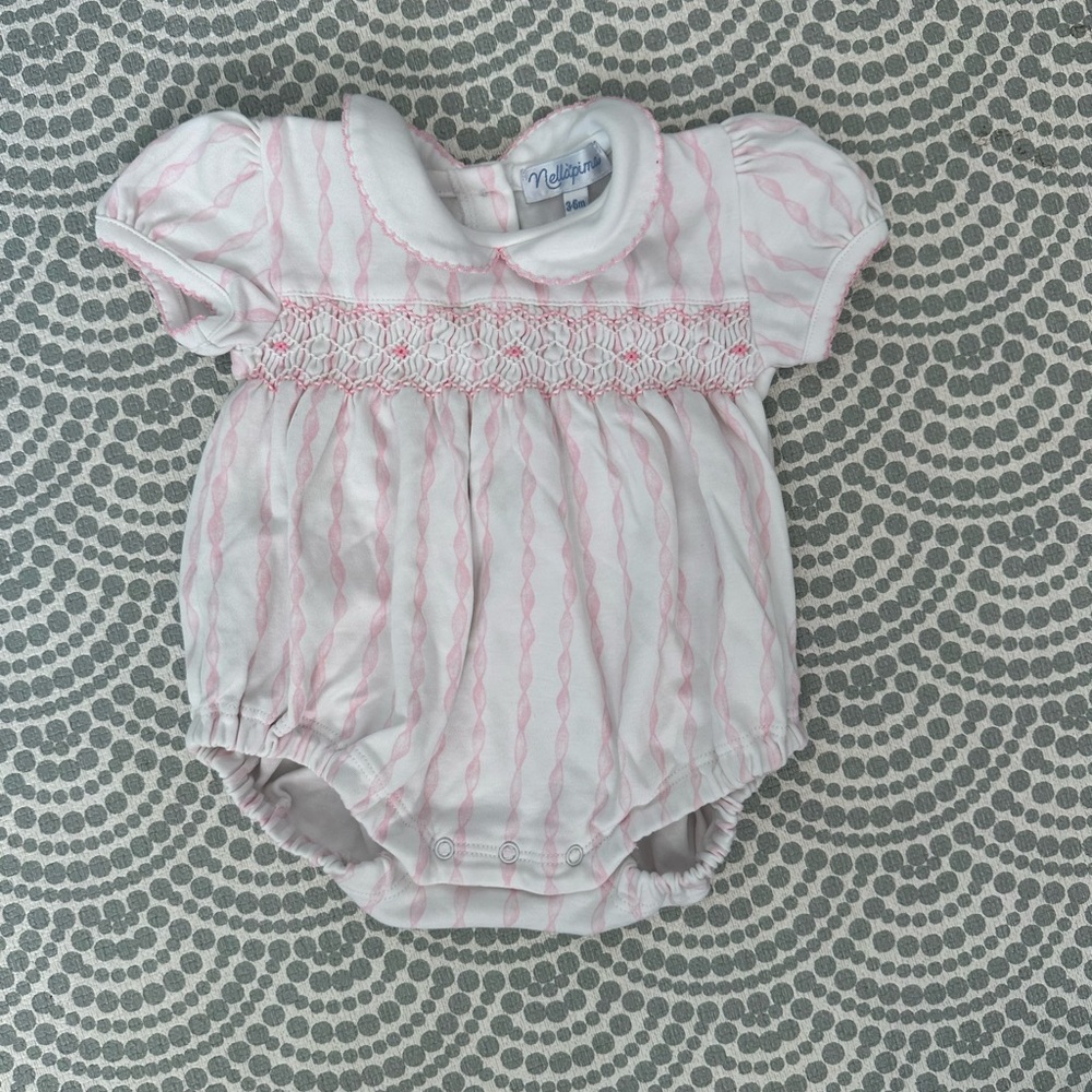 MeMeMe Pink and White Striped Baby Bodysuit
